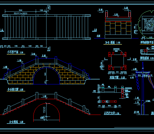古代拱橋及旗桿施工圖1